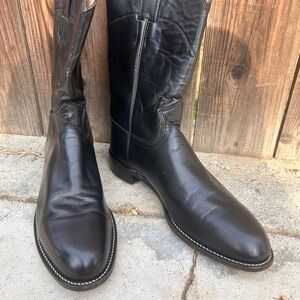 Justin Boots Black Leather Western Cowboy Boots